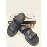 Gerry Choclo Black Women's Triple-Strap Slide Sandals