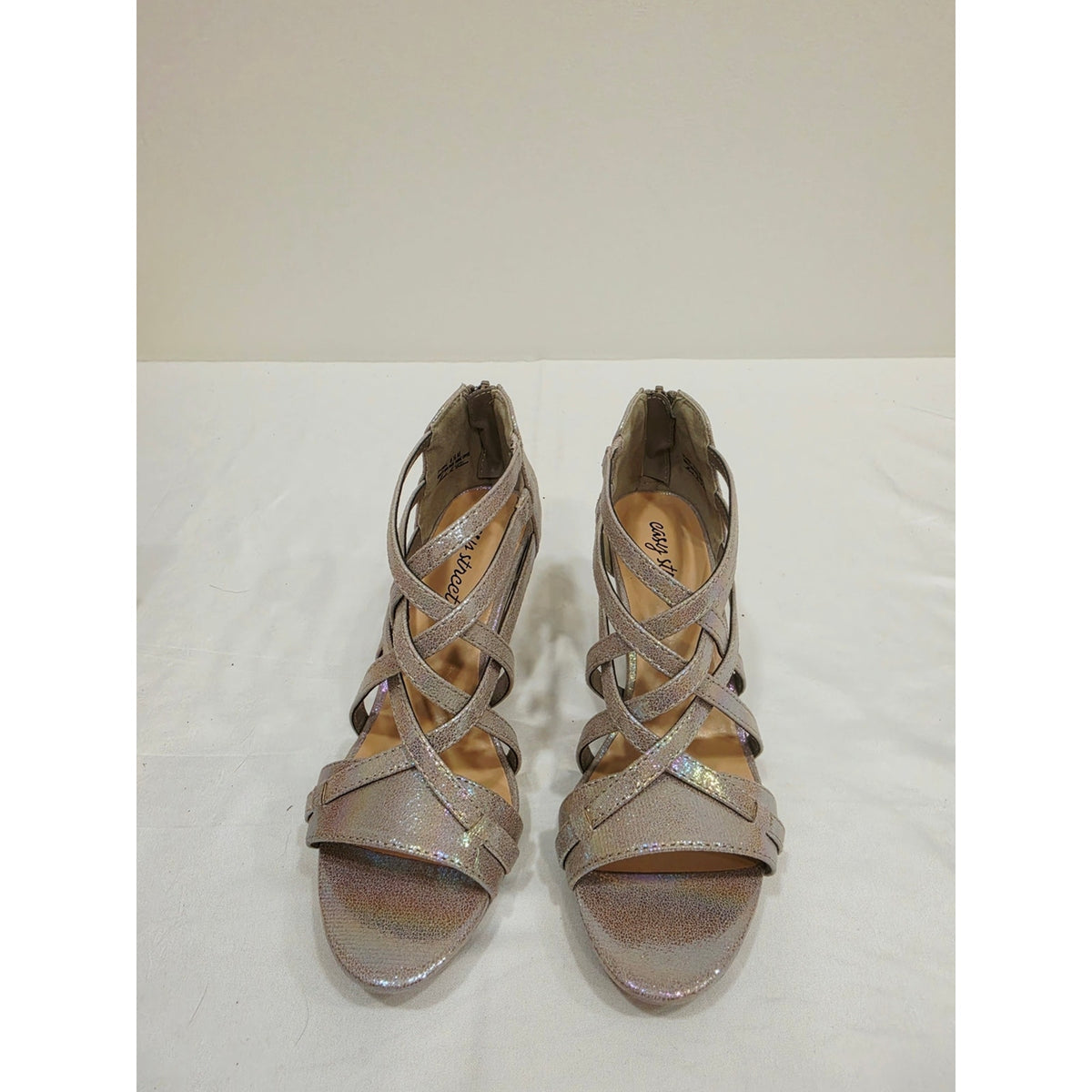 easy street Iridescent Natural Bee Strappy Heeled Sandals