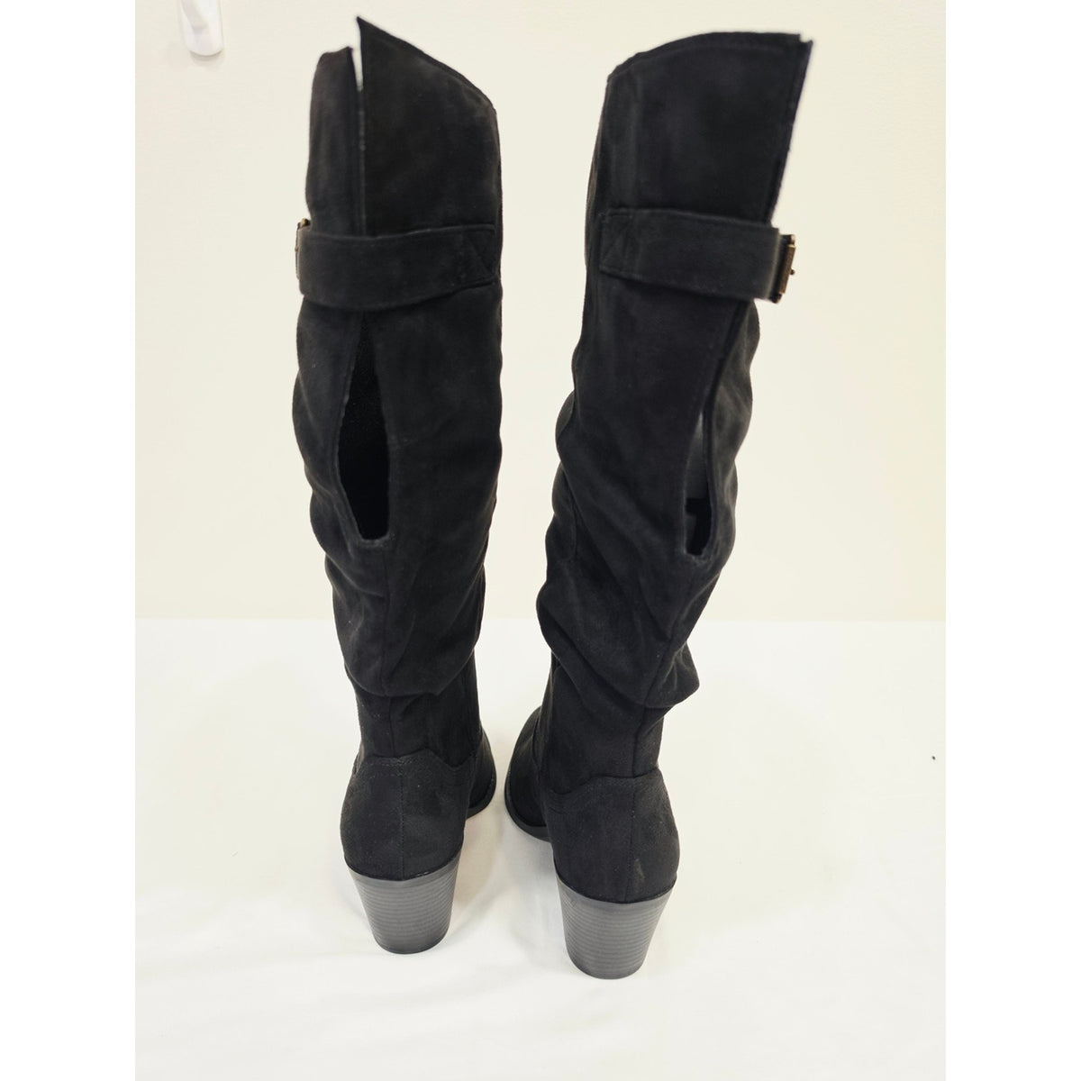 Journee Collection Kaleah Black Slouch Knee-High Block Heel Boots