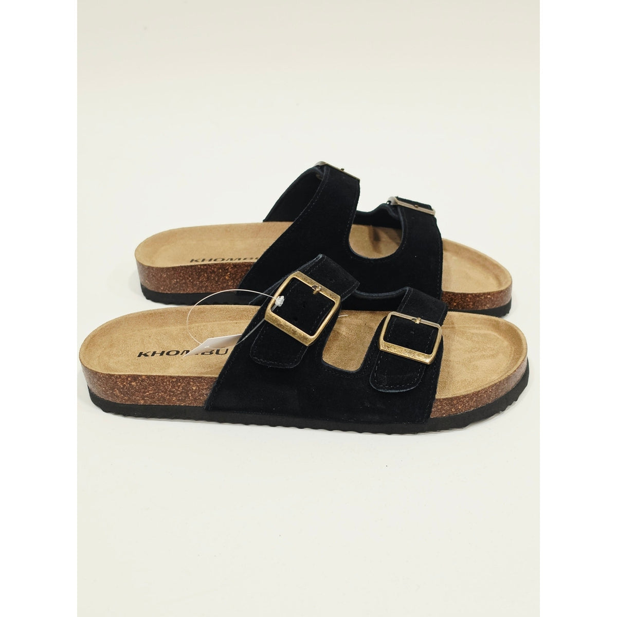 Khombu Ashville Women's Black Double-Buckle Comfort Sandals