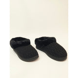 Dearfoams Hannah Knit Clog Slippers Womens Black Faux Fur Size Medium 7-8