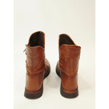 Miz Mooz Delena Ruched Leather Mid-Shaft Boots in brandy EU 38 US 7.5-8