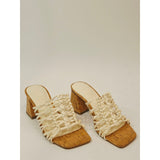 Marc Fisher Colica Women’s Ivory Woven Strappy Block Heel Sandals – Size 5M