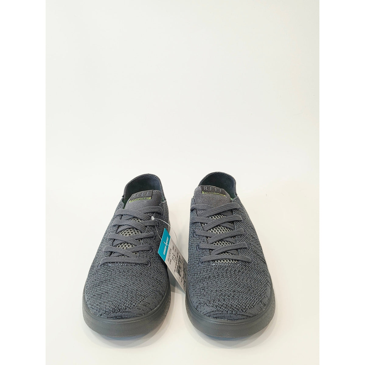 Reef Men's Swellsole Neptune Raven Dark Gray Knit Sneakers with Green Insole