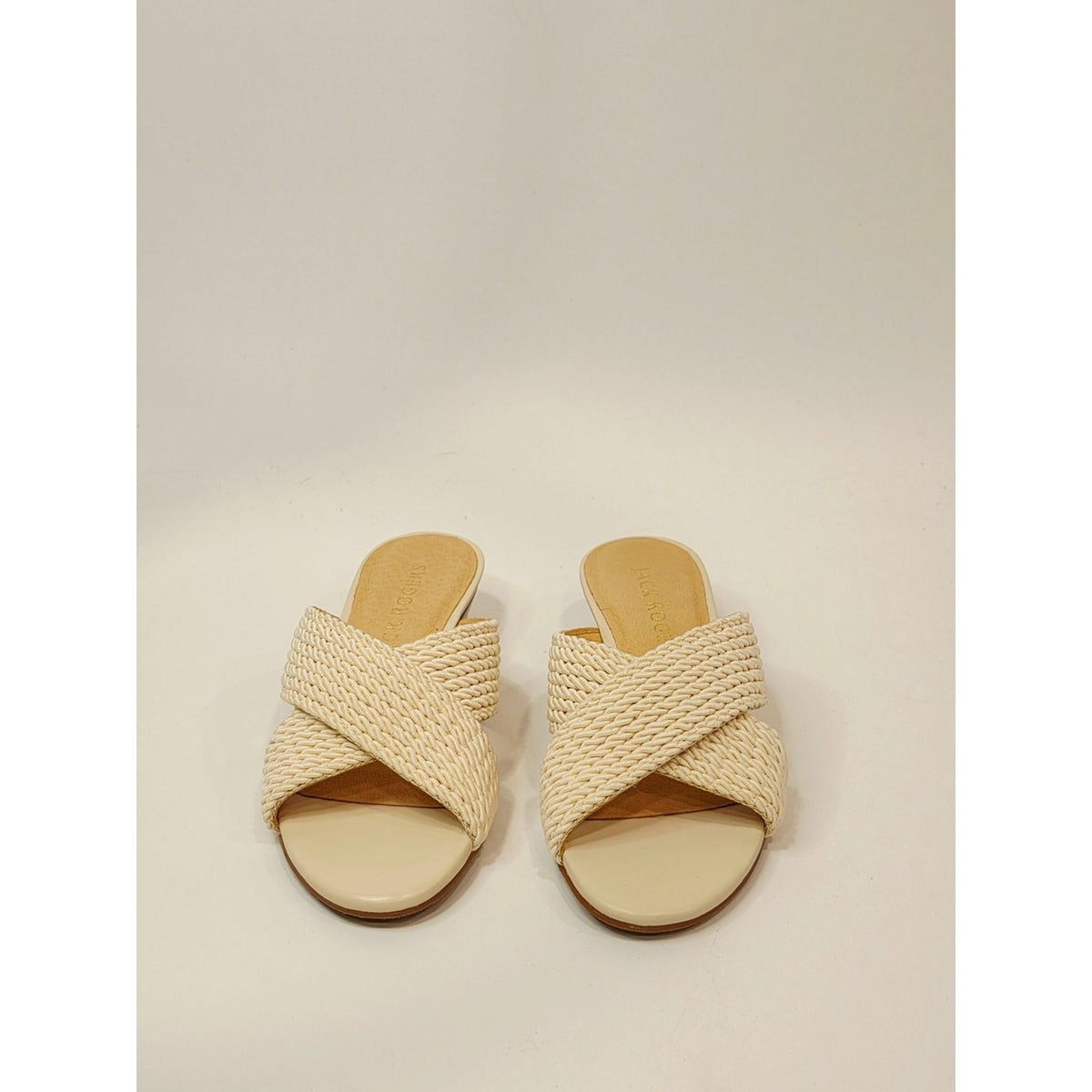 Jack Rogers Dolphin Mini Wedge Women's Ivory Braided Slide Sandals