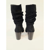 Schutz Ashlee Block Black Slouch Suade Pointed-Toe Block Heel Boots