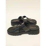 Gerry Choclo Black Women's Triple-Strap Slide Sandals