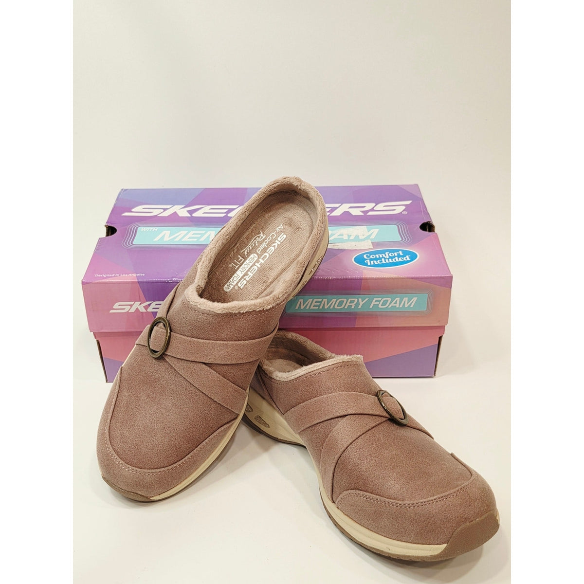 Skechers Women's Commute Time Cozy Slip-On Clog Mule - Mauve