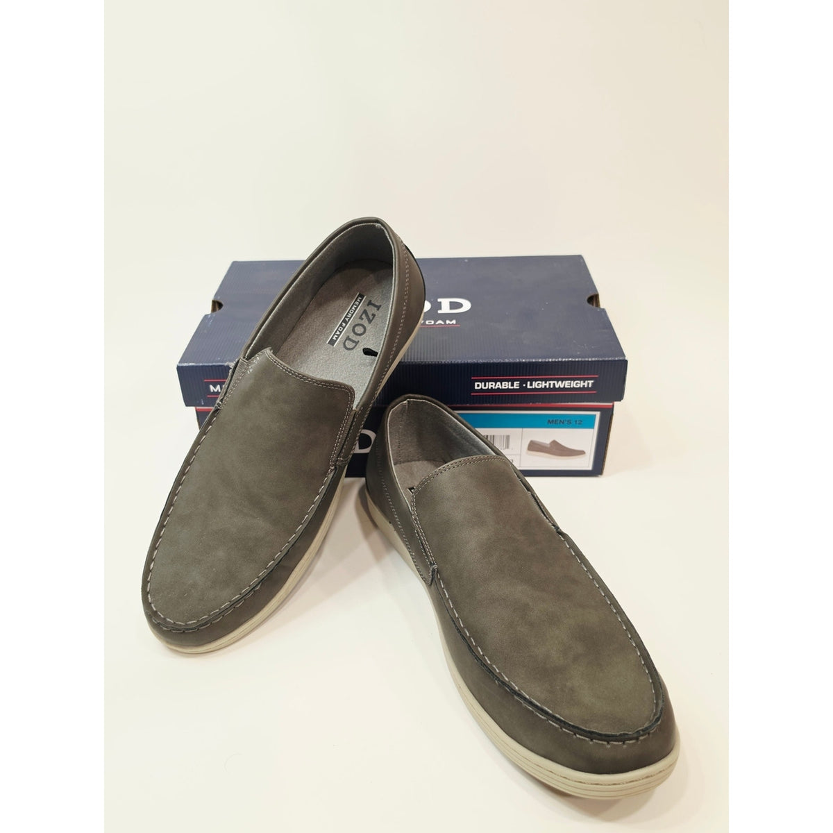 Izod Gray Seapoint Slip-On Loafers with Contrast Stitching