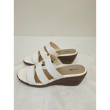 East 5th Evergreen White Strappy Slide Sandals