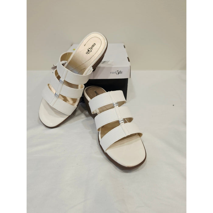 East 5th Evergreen White Strappy Slide Sandals