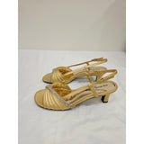 easy street Gold Satin Delite Slingback Heels with Rhinestone Band