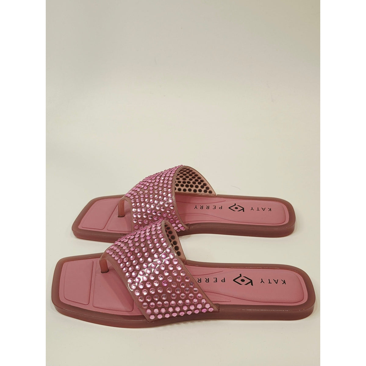 Katy Perry The Geli Slide Thong Rhinestone Slide Sandals in Pink Women's 6M