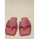 Katy Perry The Geli Slide Thong Rhinestone Slide Sandals in Pink Women's 6M