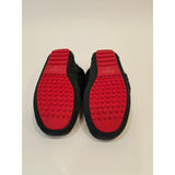 Mykos Aussie Moc Women's Black Faux-Suede Moccasin with Pink Stitching