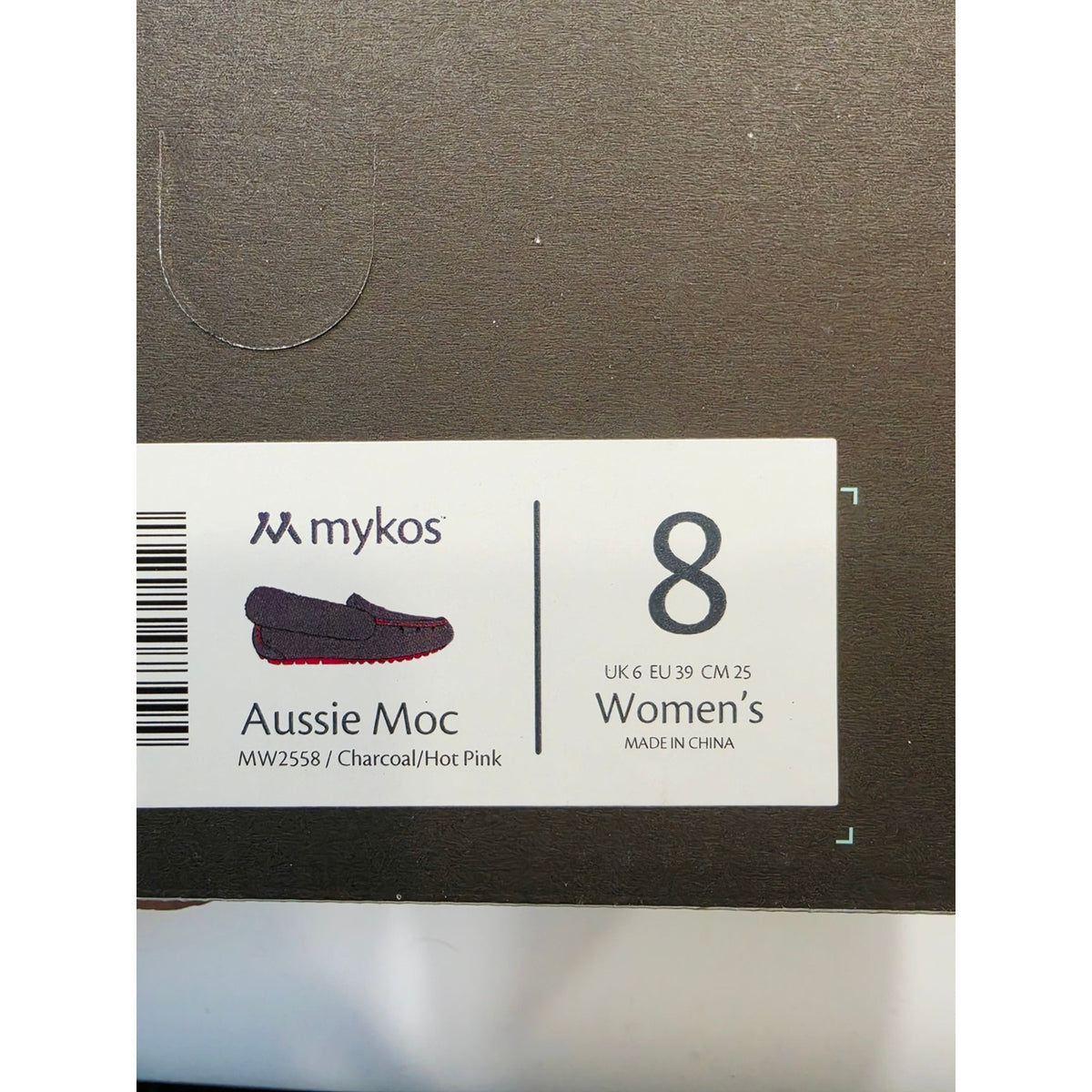 Mykos Aussie Moc Women's Black Faux-Suede Moccasin with Pink Stitching
