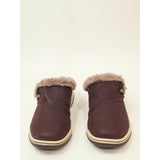 Clarks Cloudsteppers Breeze Myth Merlot Faux Fur Clogs US 7.5 Wide