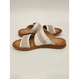 Miz Mooz Women's Florra Linen Color Leather and Suede Slide Sandal