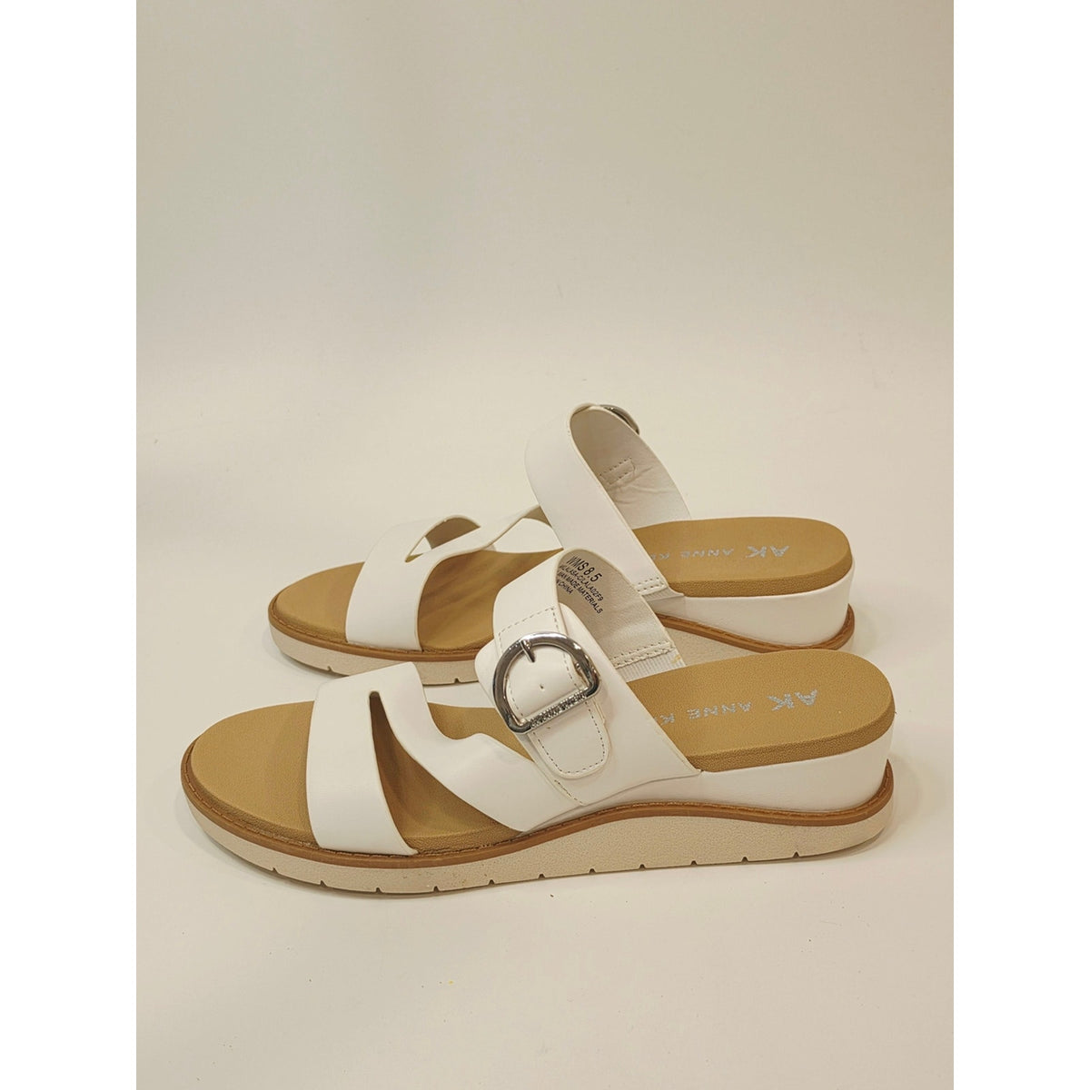 Anne Klein Lalasa Wedge Strappy Sandal White Womens US 8.5