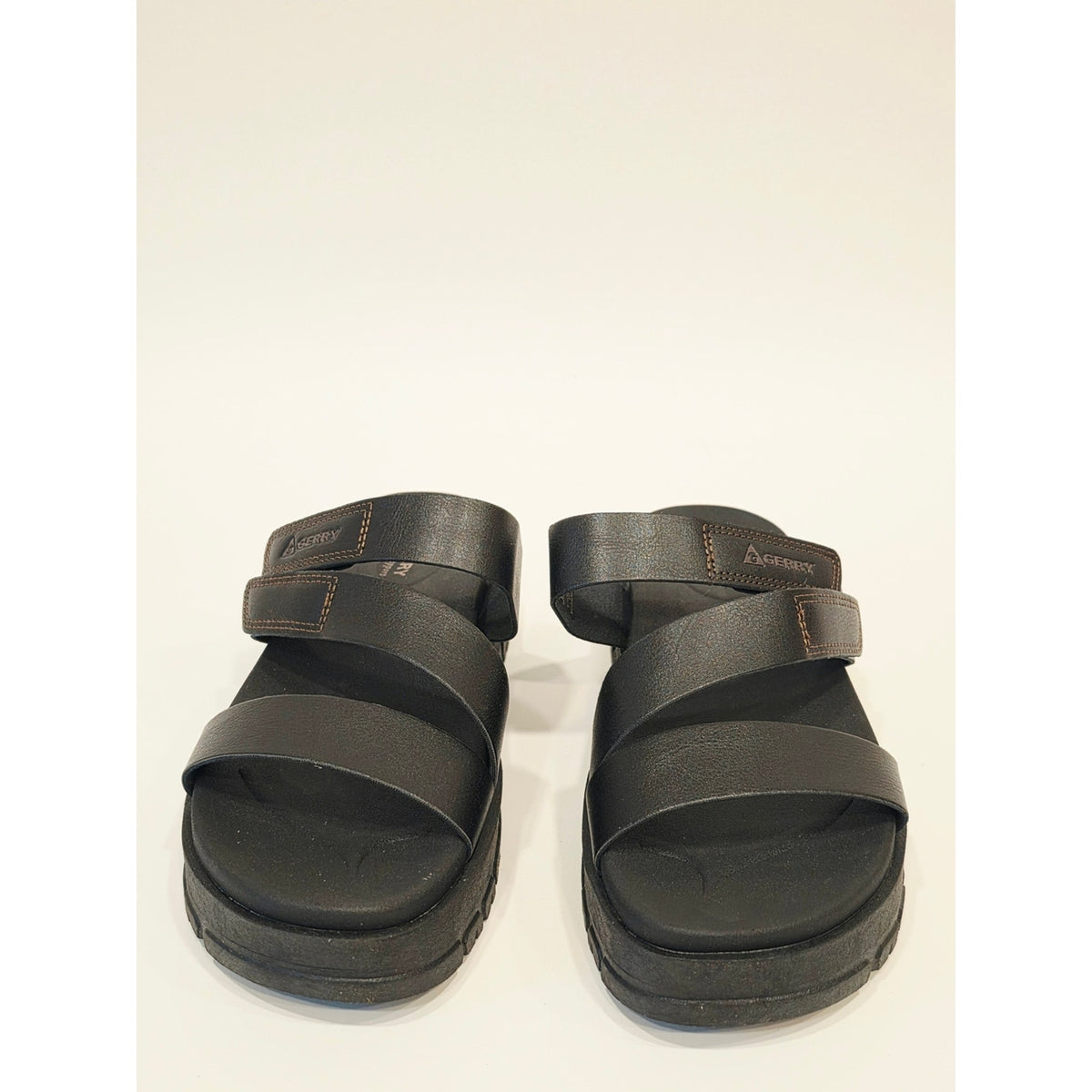 Gerry Choclo Black Women's Triple-Strap Slide Sandals