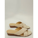 Jack Rogers Dolphin Mini Wedge Women's Ivory Braided Slide Sandals