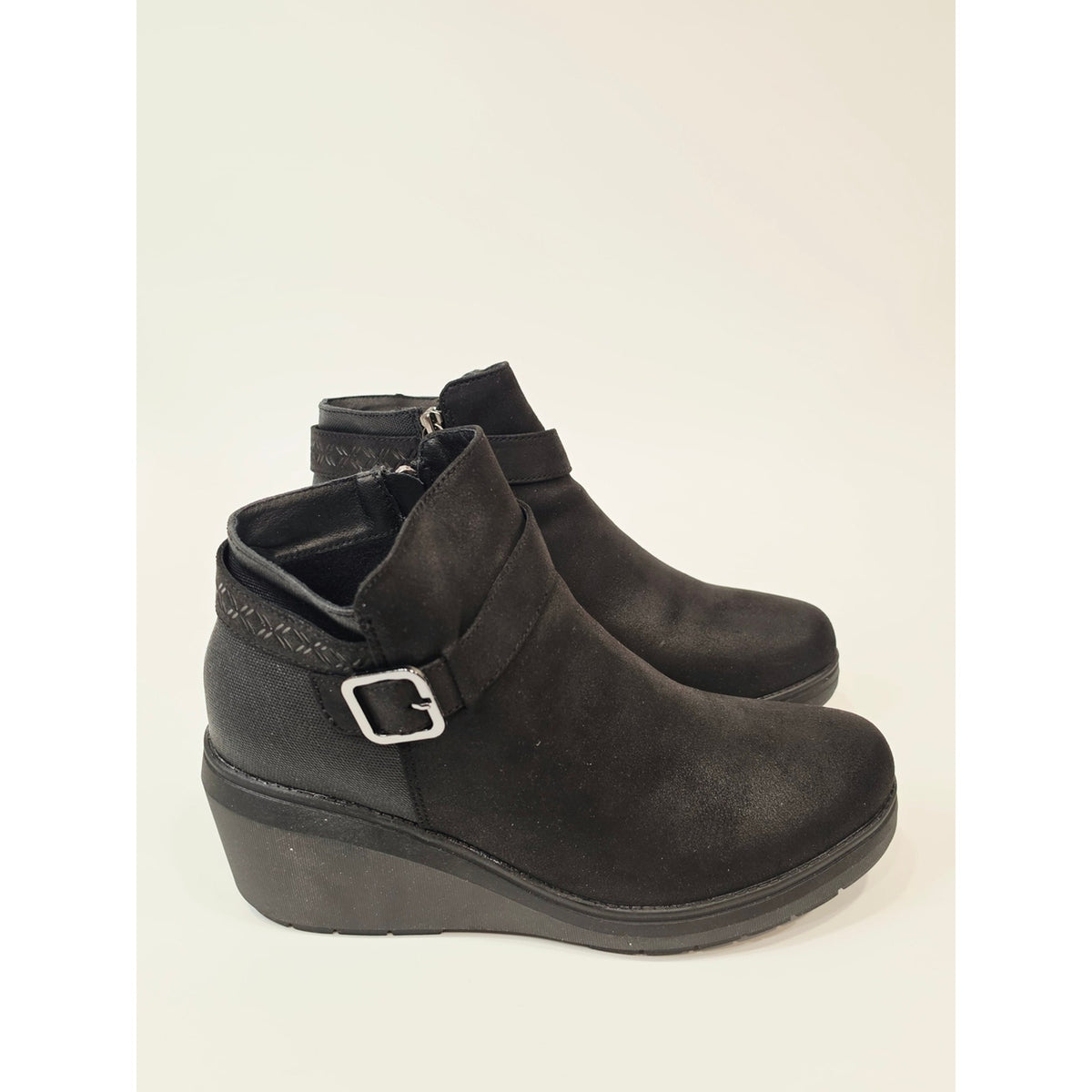 BOBS from Skechers Gala In High Demand Women’s Black Wedge Ankle Boots