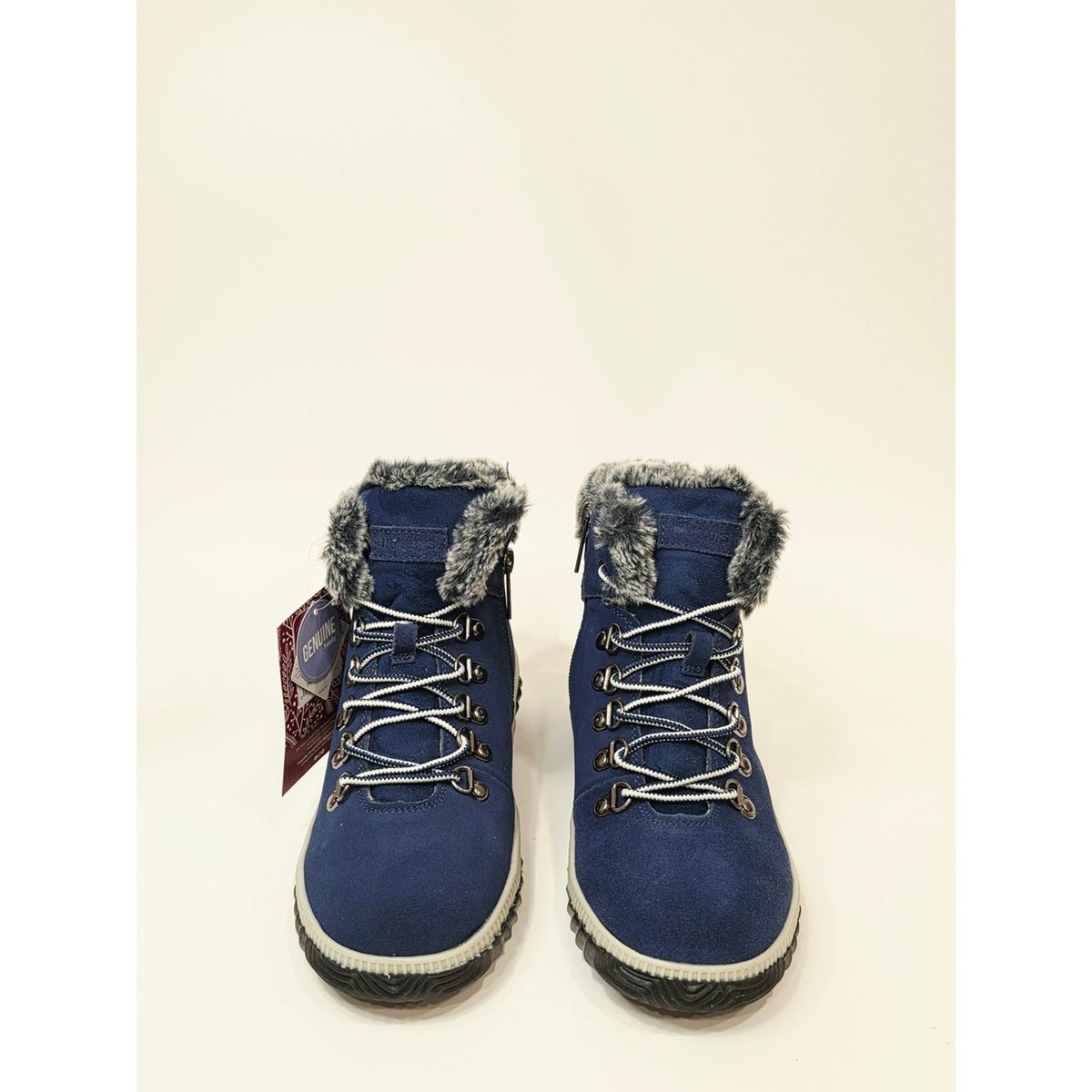 Muk Luks Walker Suede Lace-Up Hiker Boots in navy blue