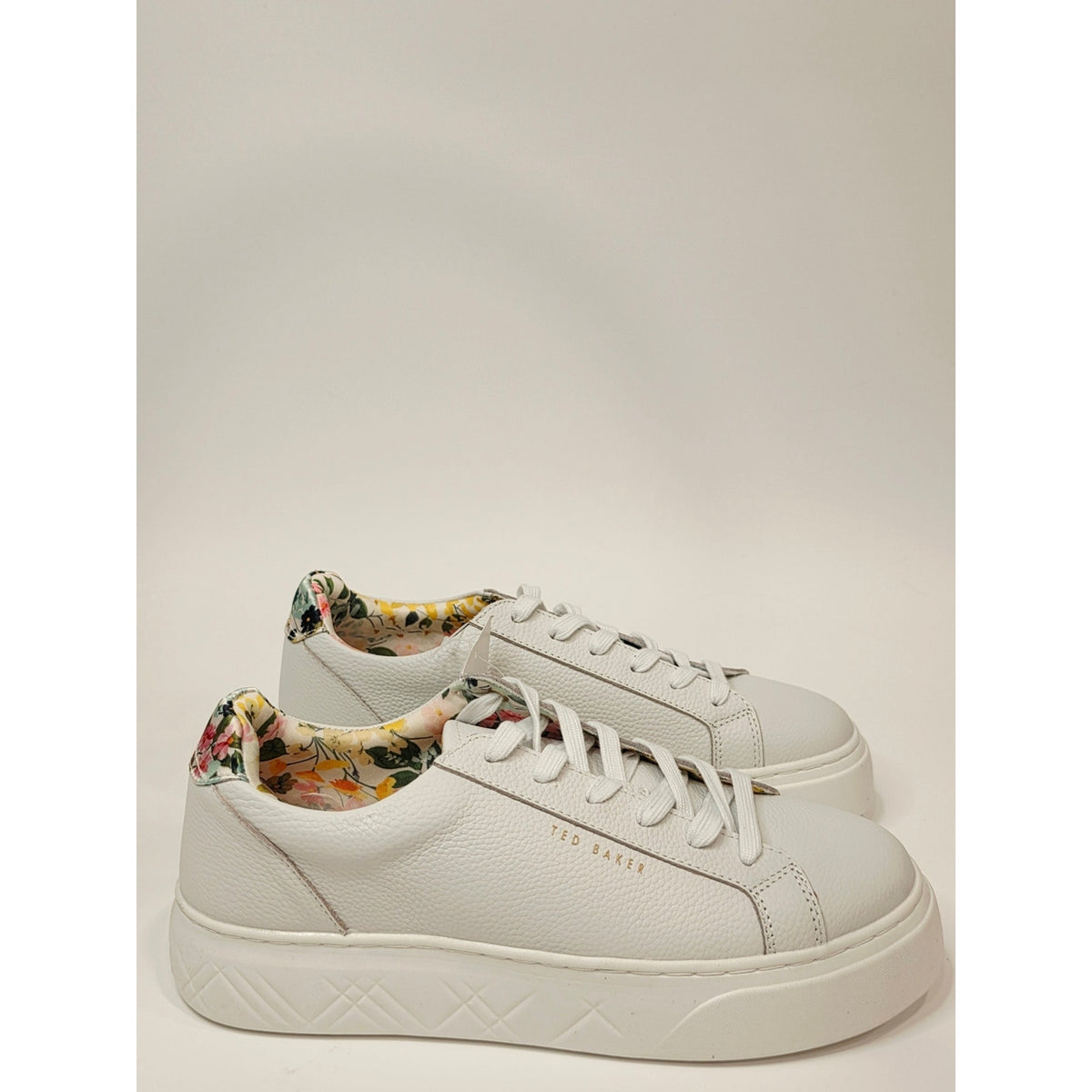 Ted Baker White Leather Sneakers with Floral Lining