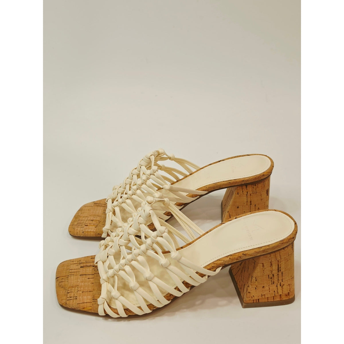 Marc Fisher Colica Women’s Ivory Woven Strappy Block Heel Sandals – Size 5M