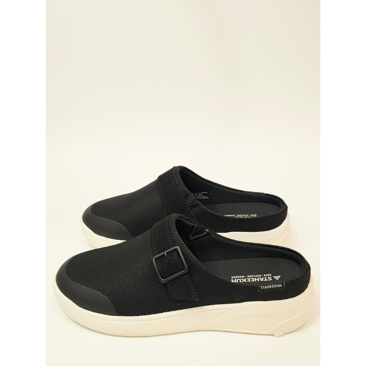 Staheekum Women’s Black Mesh Clog Mule with White Sole