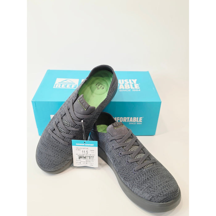 Reef Men's Swellsole Neptune Raven Dark Gray Knit Sneakers with Green Insole