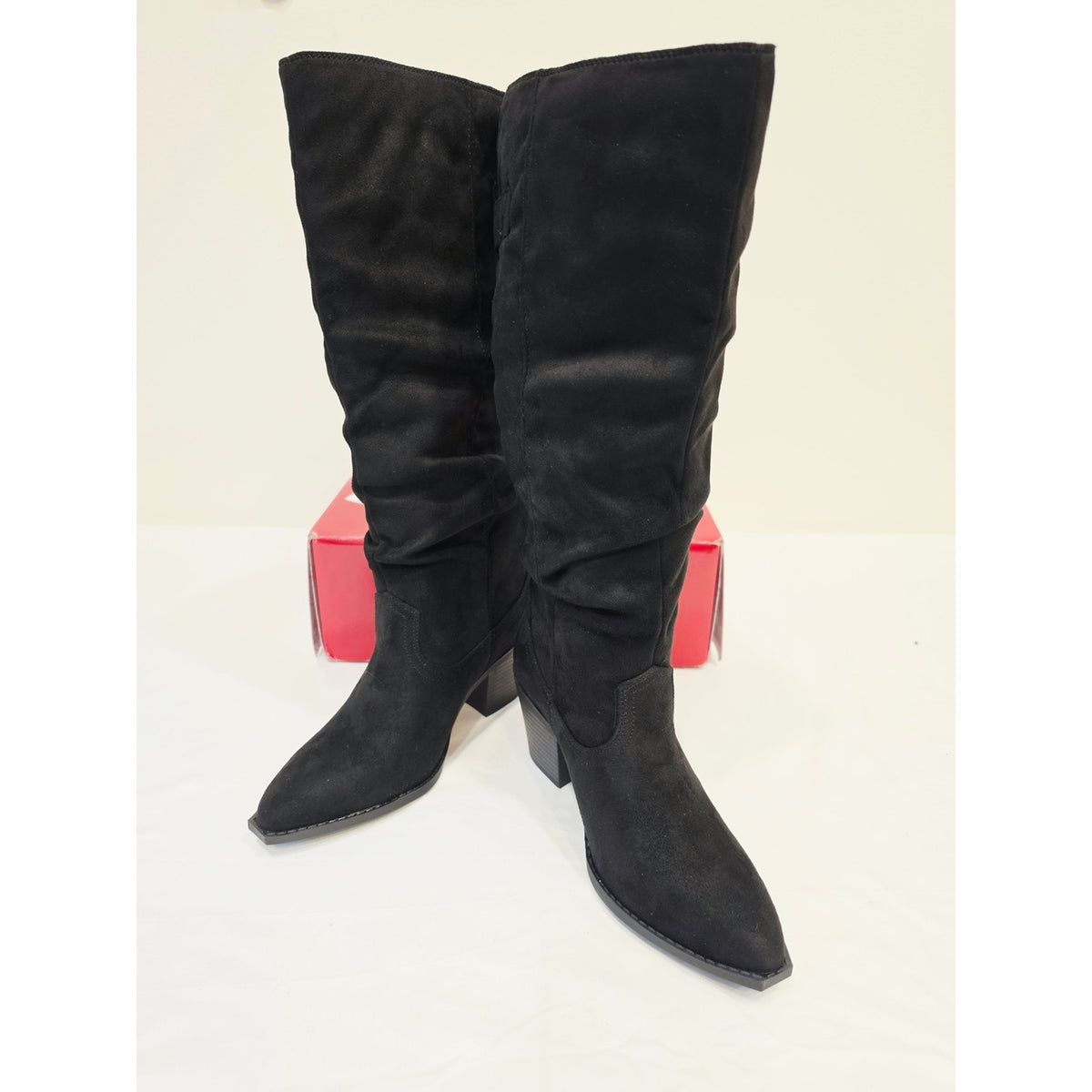 Journee Collection Kaleah Black Slouch Knee-High Block Heel Boots