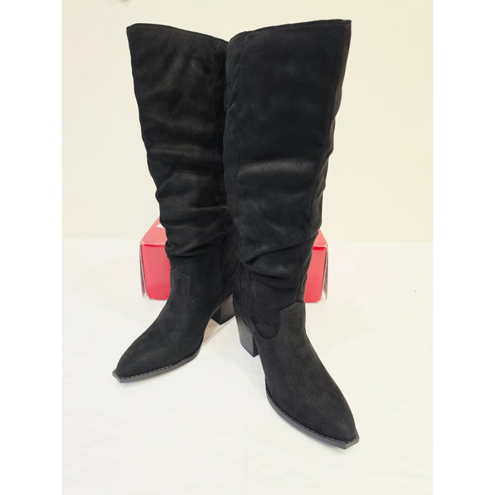 Journee Collection Kaleah Black Slouch Knee-High Block Heel Boots
