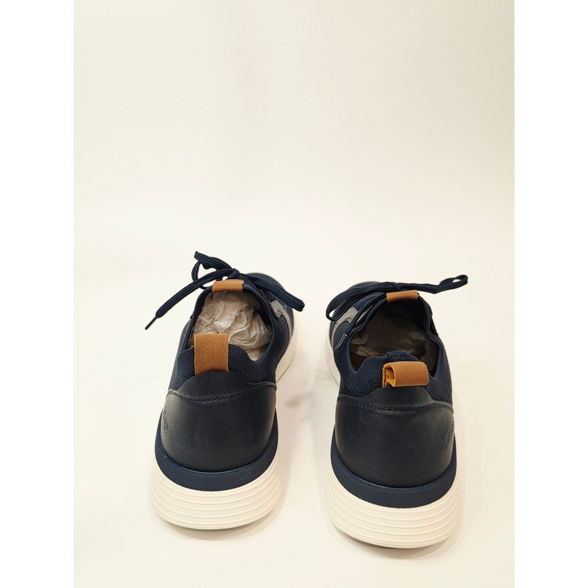 Izod Bannister Navy and Tan Low-Top Knit Lace-Up Sneakers