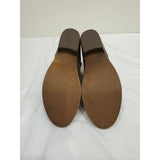 Journee Collection Rimi Gray Suede Chelsea Ankle Booties with Tan Stacked Heel