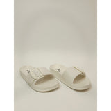 Zodiac Desert White Slide Sandals with Buckle Accent