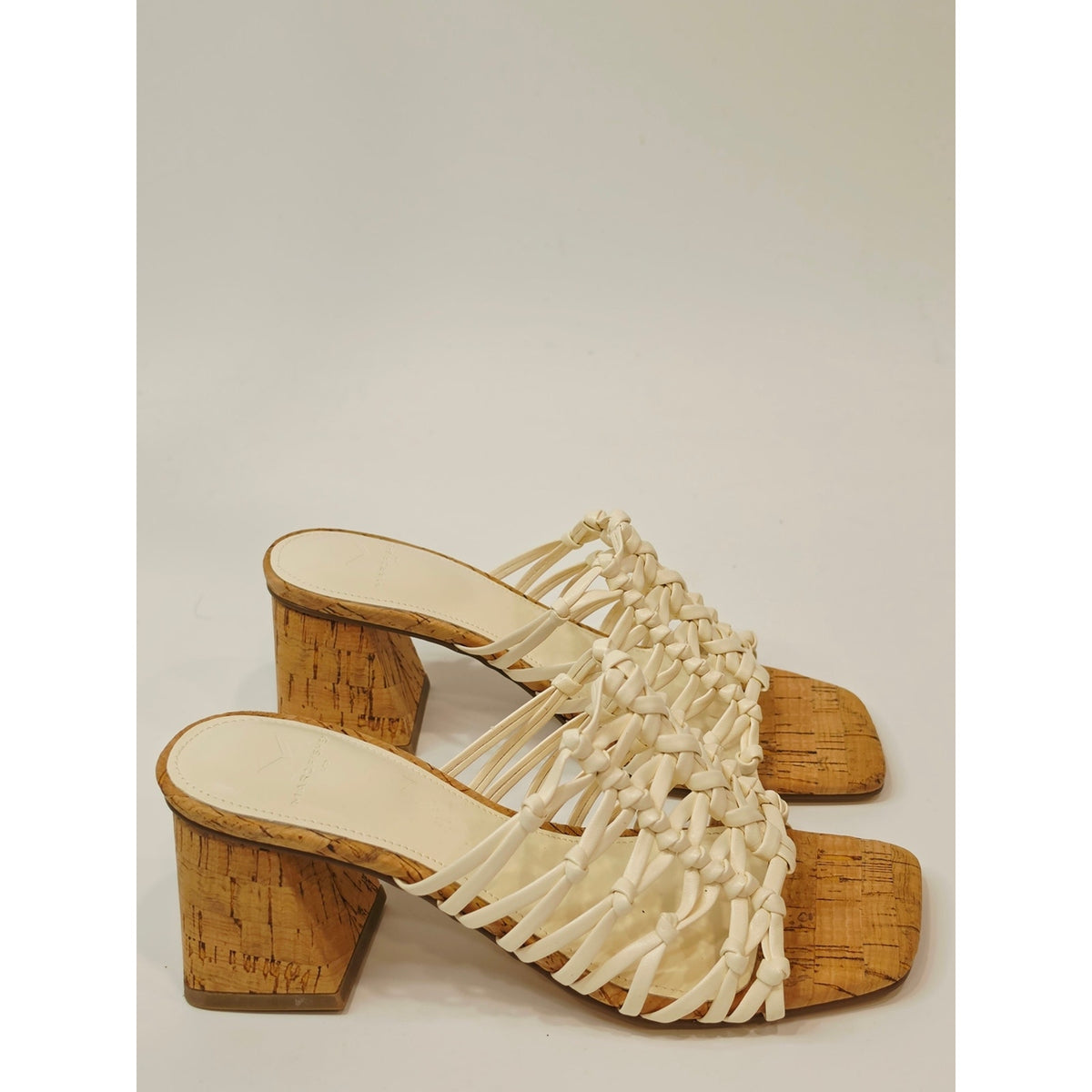 Marc Fisher Colica Women’s Ivory Woven Strappy Block Heel Sandals – Size 5M
