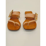 SCHUTZ Malie Flat Pink Textured Toe-Loop Sandals