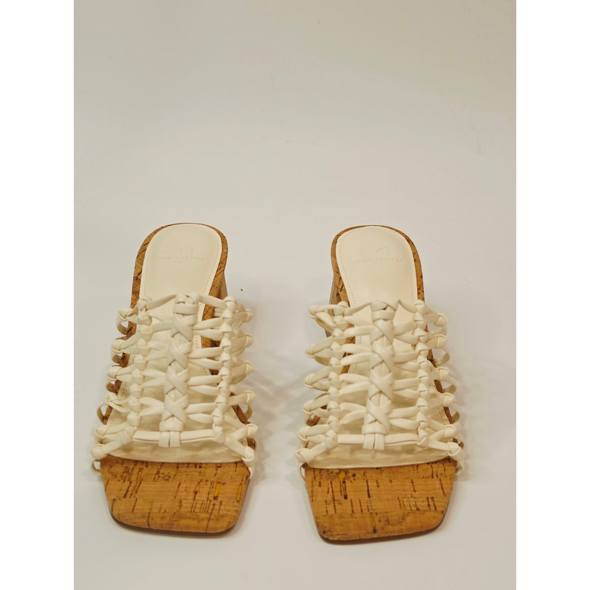Marc Fisher Colica Women’s Ivory Woven Strappy Block Heel Sandals – Size 5M
