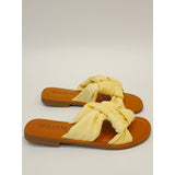 Journee Collection Kianna Light Yellow Knotted Slide Sandals