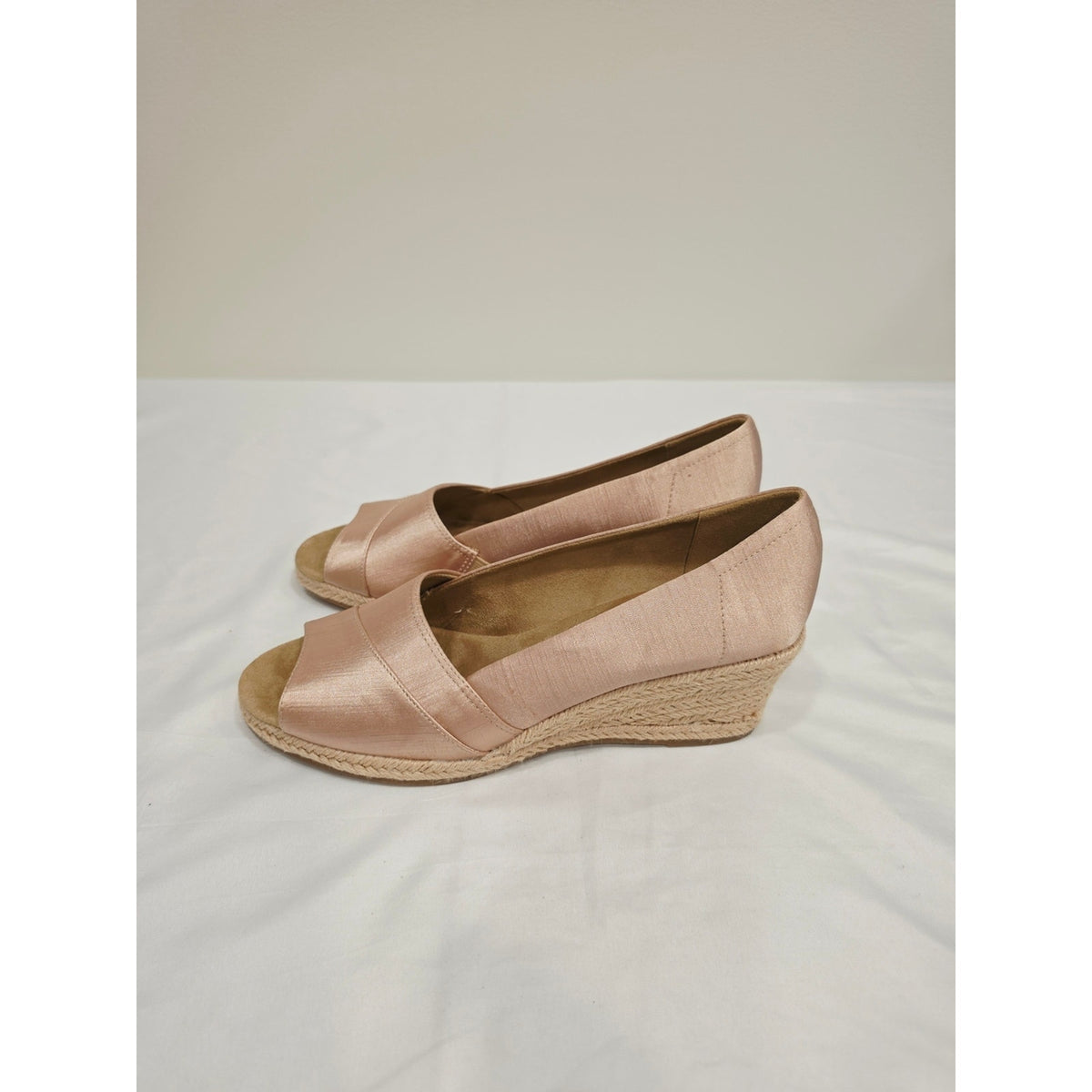 easy street Natural Jasper Peep-Toe Wedge Espadrilles