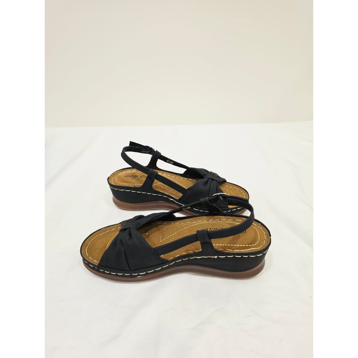 easy street Black Jupiter Knot-Front Slingback Sandals