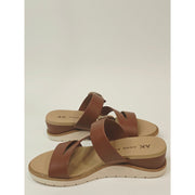 Anne Klein Lalasa Women’s Cognac Strappy Wedge Sandals with Buckle