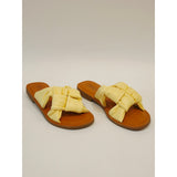Journee Collection Kianna Light Yellow Knotted Slide Sandals