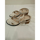 Journee Collection Cream Strappy Block Heel