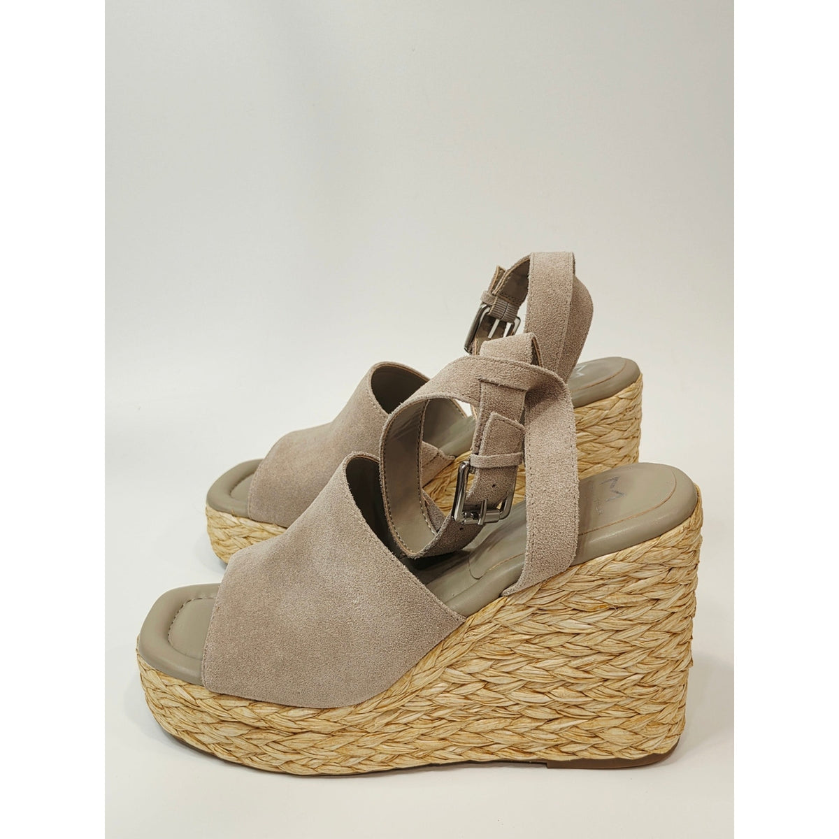 Marc Fisher Nelly Espadrille Wedge Sandals Natural Suade Women's Size 10