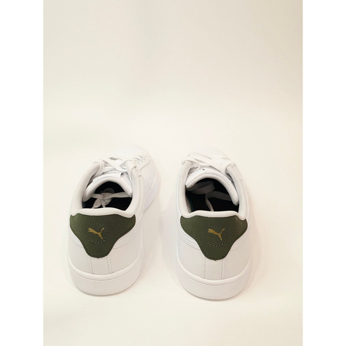 Puma Men’s Ace Court Classic Whitewith Olive Green Accwnts Leather Sneakers