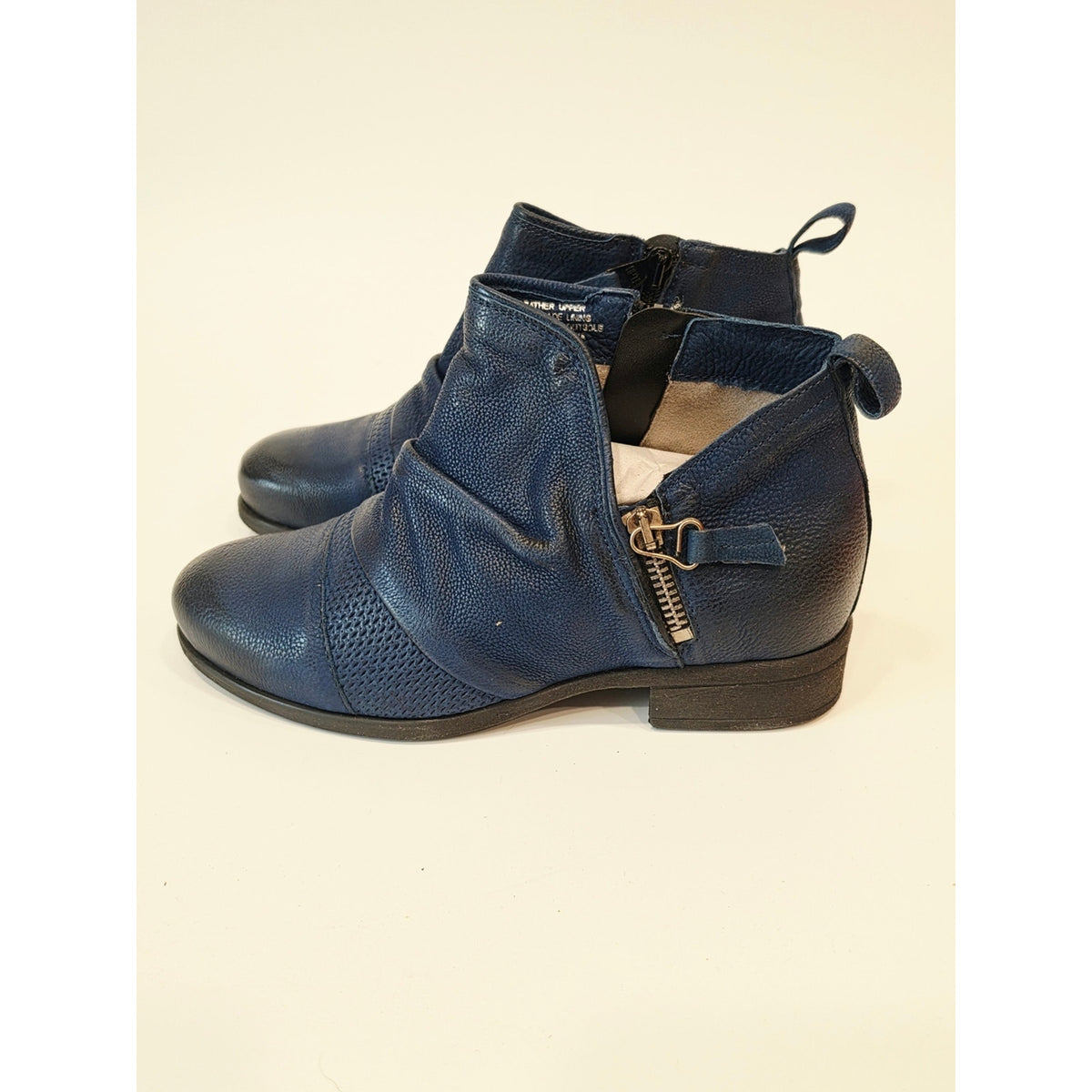 Miz Mooz Slinky Women's Navy Leather Ankle Boots