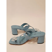 Katy Perry The Toolpiled Flower Sandal in Blue Block Heel Sandals Womens Size 7