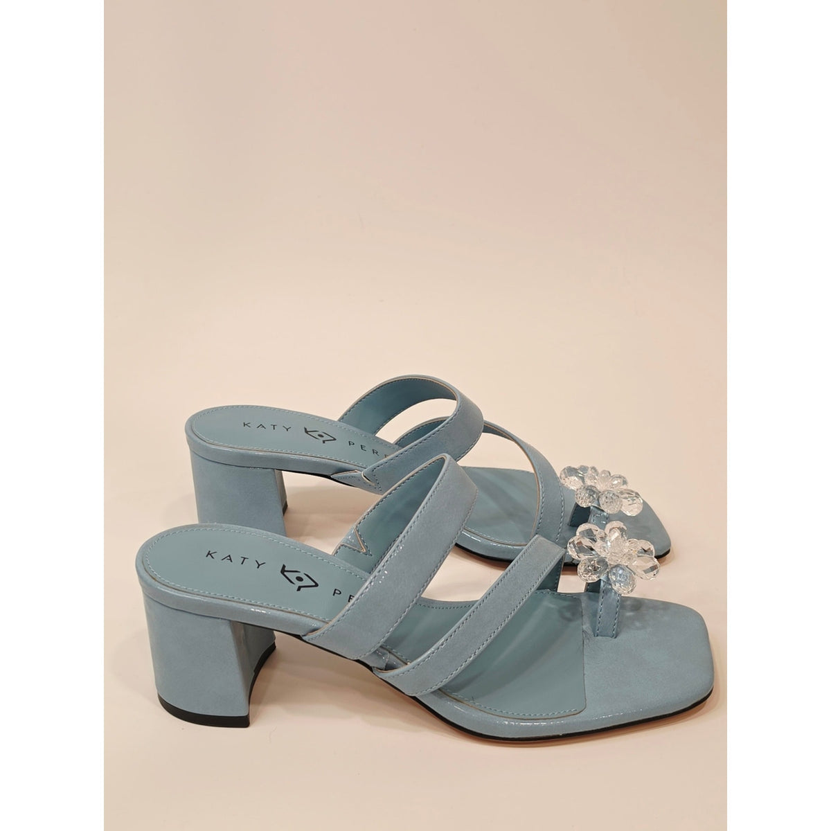 Katy Perry The Toolpiled Flower Sandal in Blue Block Heel Sandals Womens Size 7